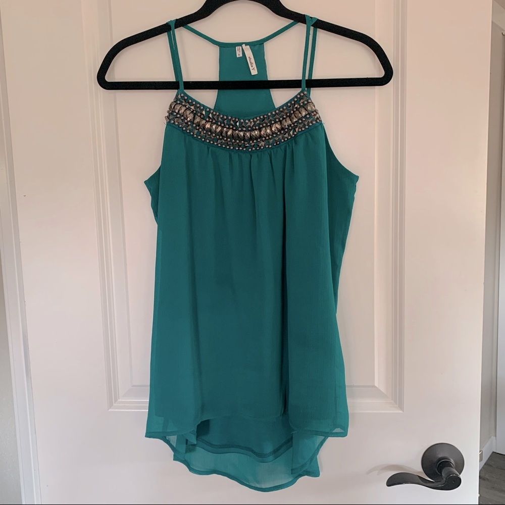 Gorgeous Beaded Studio Y Teal Blouse/Camisole